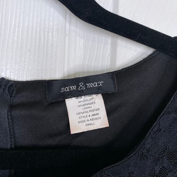 Vintage 90s Black Lace Mini Dress Pearl Buttons Size Small Goth Alt Witchy - Picture 6 of 7